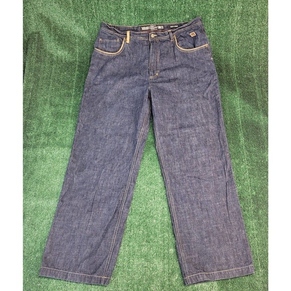 Ecko Unltd. Mens Classic Straight Jeans Blue 5 Pocket Baggy Fit Stitching 40x32 - Picture 5 of 10